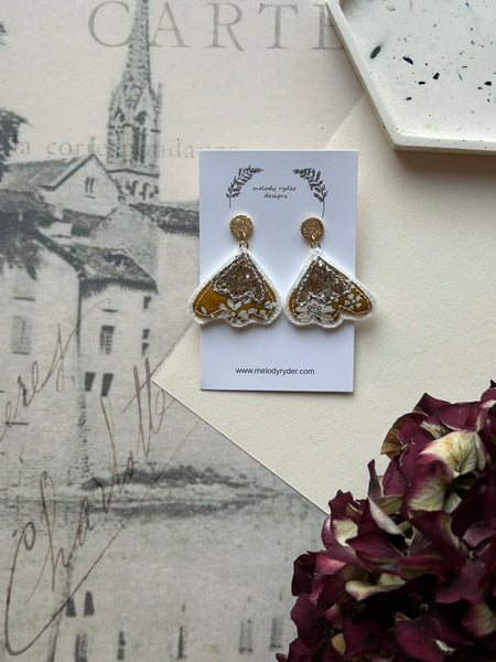 Scallop Liberty print and Glitter Embroidered Earrings