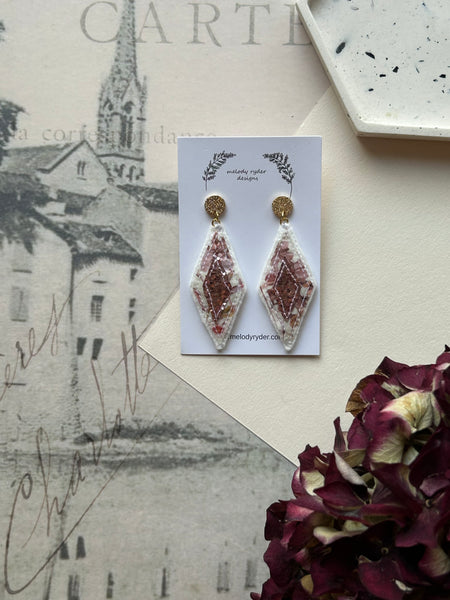 Diamond  Liberty print and Glitter Embroidered stud Earrings