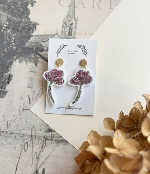 Embroidered Dancing Petal Earrings