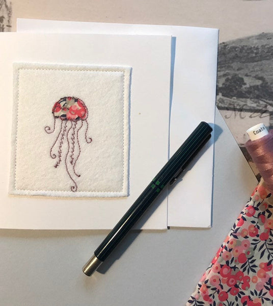 Jellyfish Embroidered Card