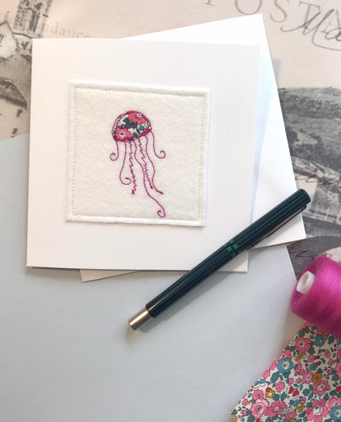Jellyfish Embroidered Card