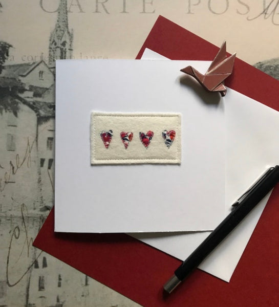 Hearts Embroidered Card