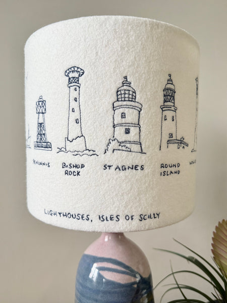Isles of Scilly Lighthouse Lampshade collaboration with Hermione Rose