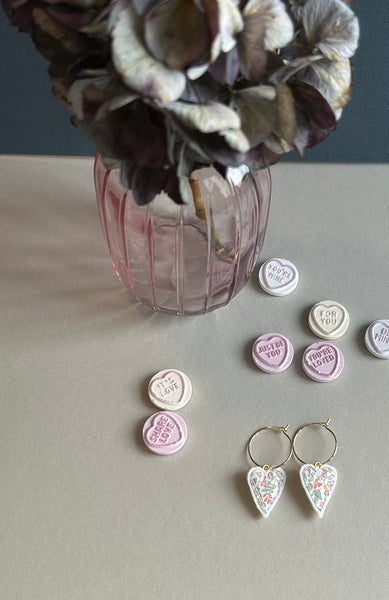 Heart Embroidered Hoop Earrings