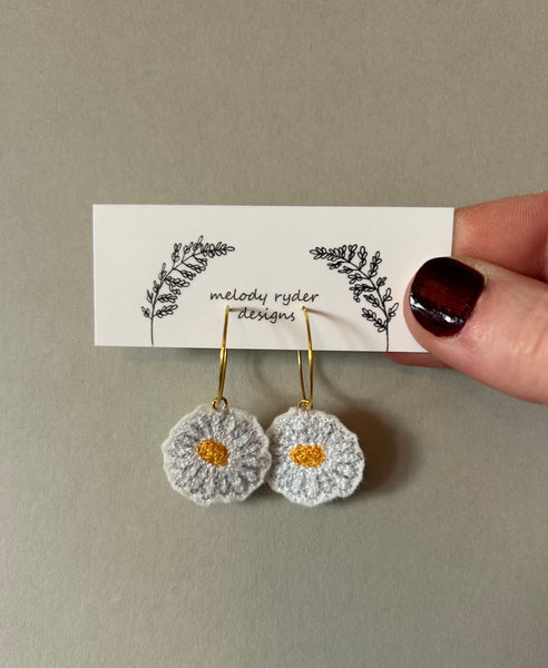 Daisy embroidered earrings