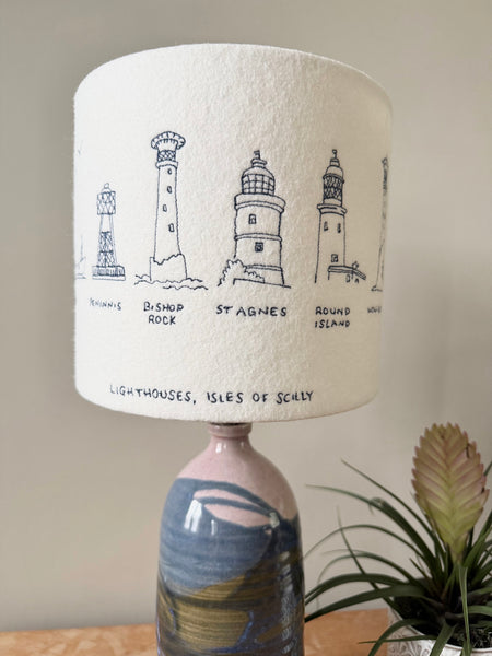 Isles of Scilly Lighthouse Lampshade collaboration with Hermione Rose