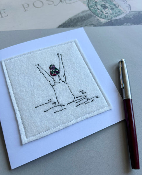 Sea Dipper Embroidered Card