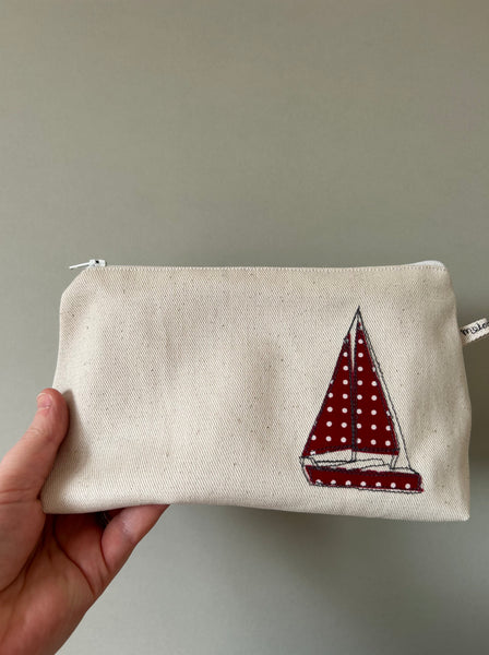 Embroidered Sailing Boat pouch