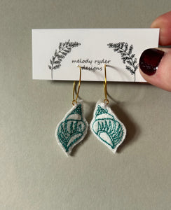Seashell (two) Embroidered Earrings