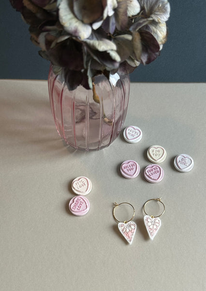 Heart Embroidered Hoop Earrings