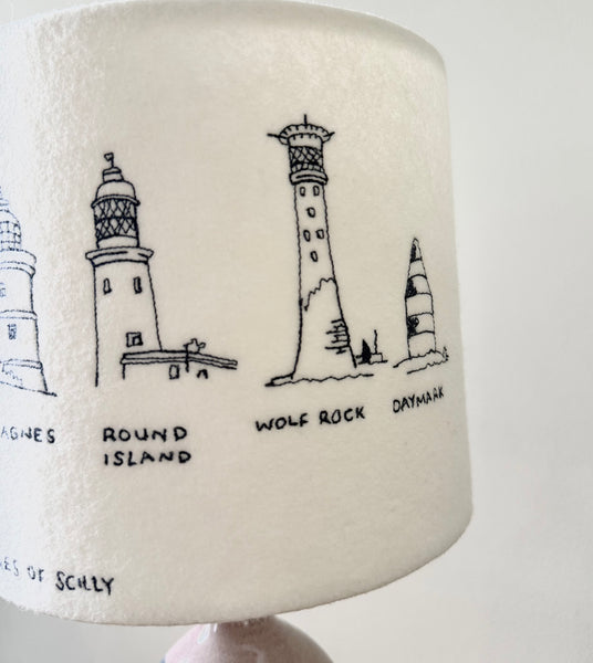 Isles of Scilly Lighthouse Lampshade collaboration with Hermione Rose