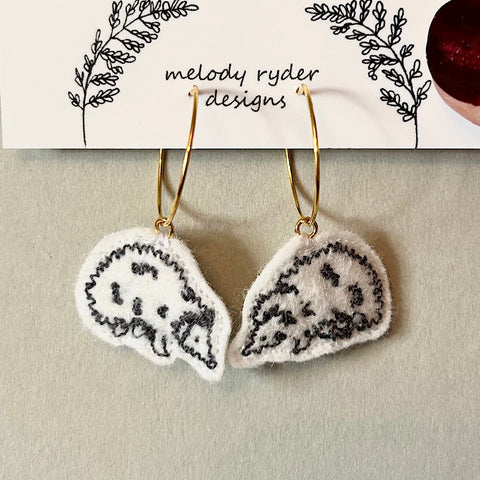 Hedgehog Embroidered Earrings
