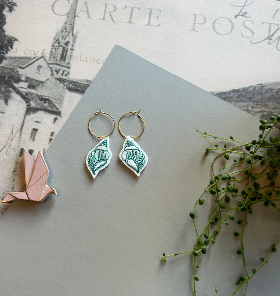 Seashell (two) Embroidered Earrings
