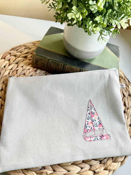 Embroidered Sailing Boat pouch