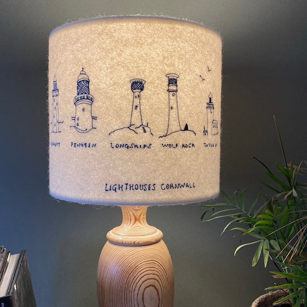 Cornish Lighthouse Lampshade collaboration with Hermione Rose