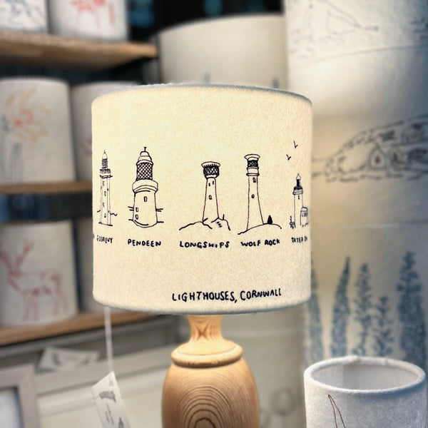 Cornish Lighthouse Lampshade collaboration with Hermione Rose