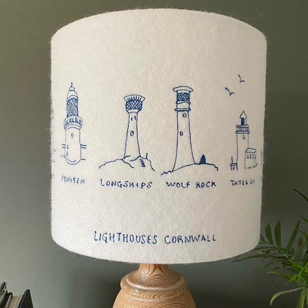Cornish Lighthouse Lampshade collaboration with Hermione Rose