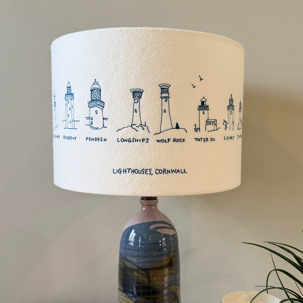 Cornish Lighthouse Lampshade collaboration with Hermione Rose