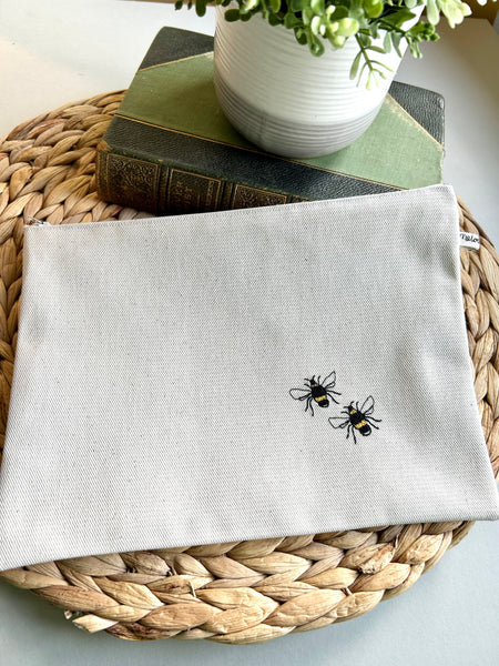 Embroidered Bee Pouch