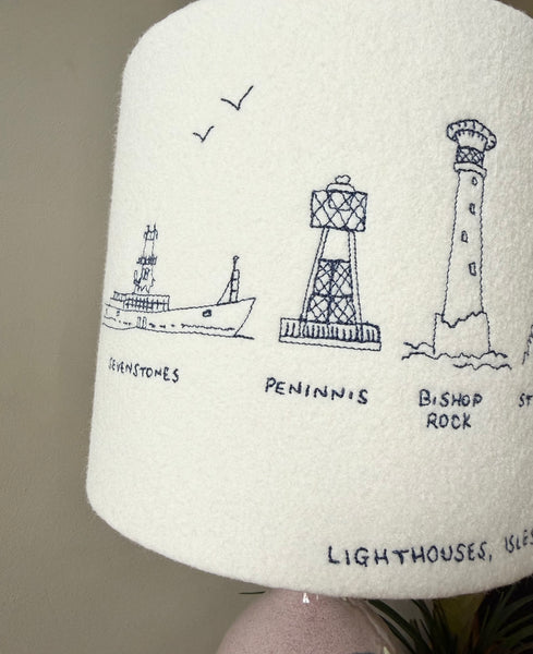Isles of Scilly Lighthouse Lampshade collaboration with Hermione Rose