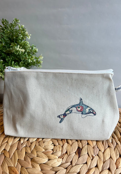 Embroidered Orca pouch