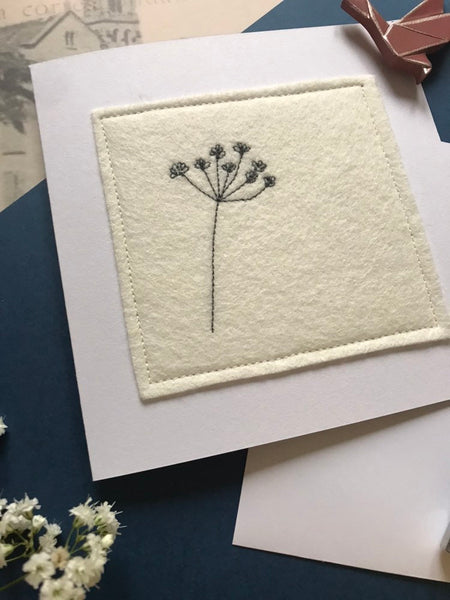 Cow Parsley Embroidered Card