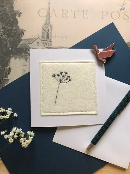 Cow Parsley Embroidered Card