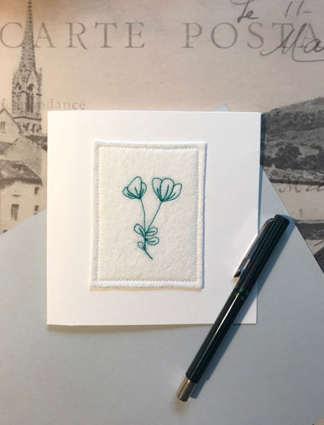 Flower Embroidered Card