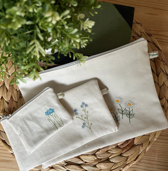 Embroidered Hedgerow pouch