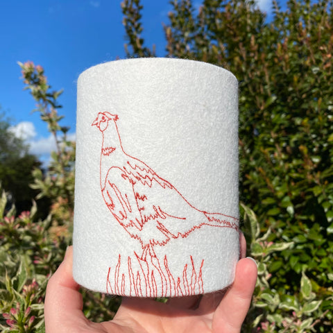 Pheasant embroidered lantern