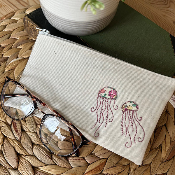 Embroidered Jellyfish pouch