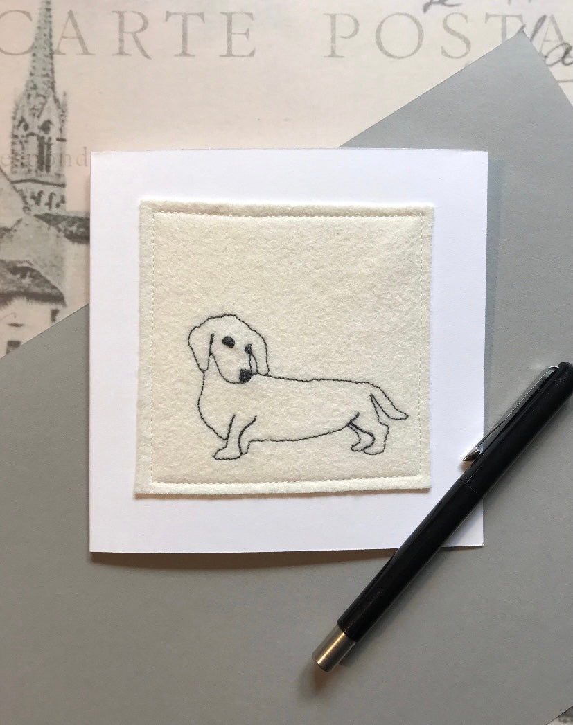 Sausage Dog Embroidered Card