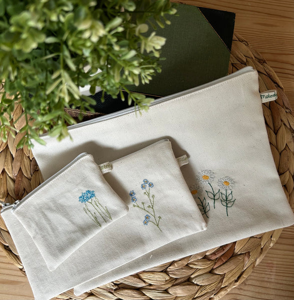 Embroidered Oyster Catcher pouch