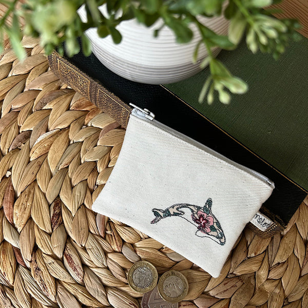 Embroidered Orca pouch
