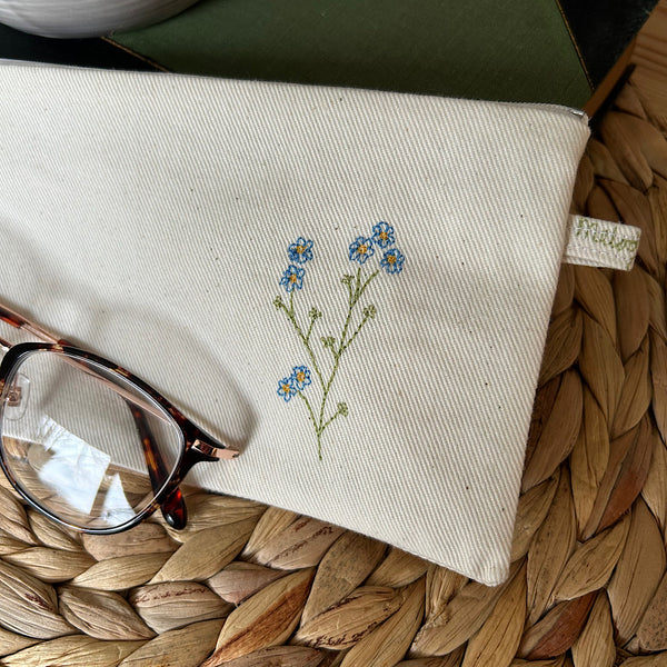 Embroidered Forget-me-not Pouch