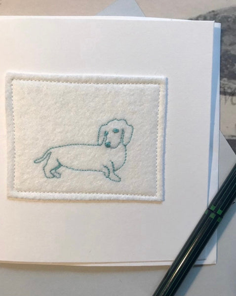 Sausage Dog Embroidered Card