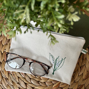 Embroidered Lily of the Valley Pouch