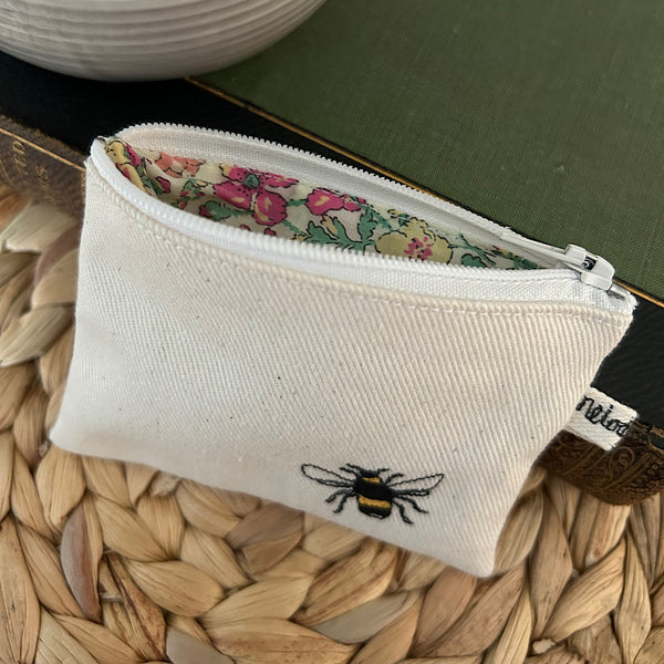 Embroidered Bee Pouch
