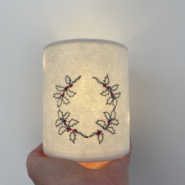 Christmas Holly Wreath Lantern